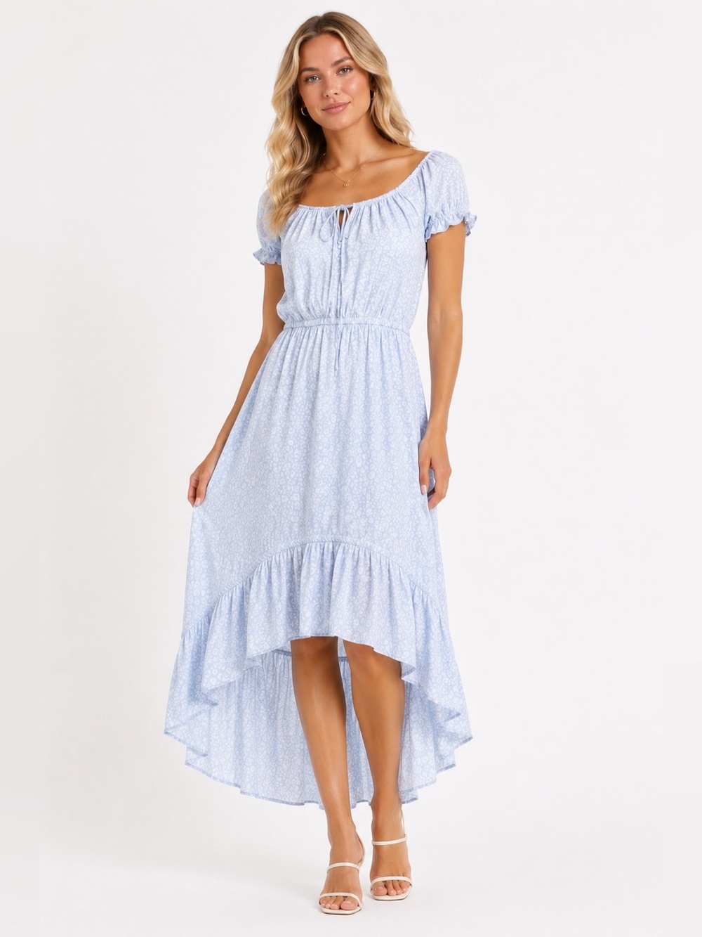 NWOT Abercrombie and Fitch baby blue floral midi dress XL tall